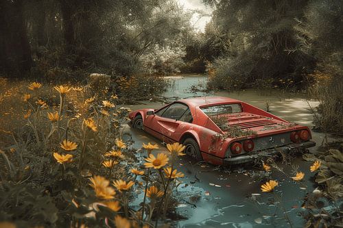 Wet tyres - Vintage car in the pond