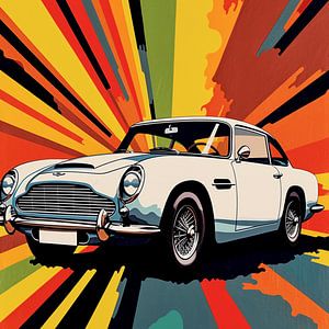Aston Martin DB5 Sportwagen Oldtimer stilisiert Pop Art modern