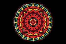 Strahlendes Stammes-Sonnen-Mandala in geometrischer Form