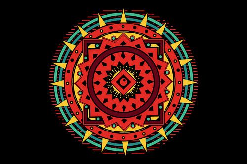 Stralende tribale zon-mandala-geometrie