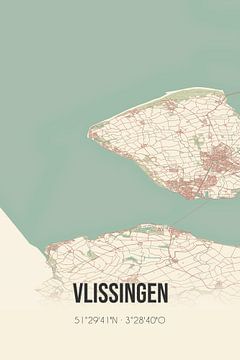 Alte Karte von Vlissingen (Zeeland) von Rezona