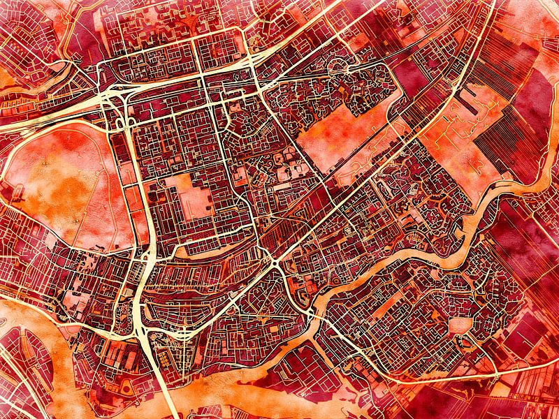 Map of Capelle aan den IJssel with the style 'Amber Autumn' by Maporia