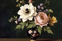 Tijdloze Bloemenpracht – Klassieke Vaas met Sierlijke Bloemen