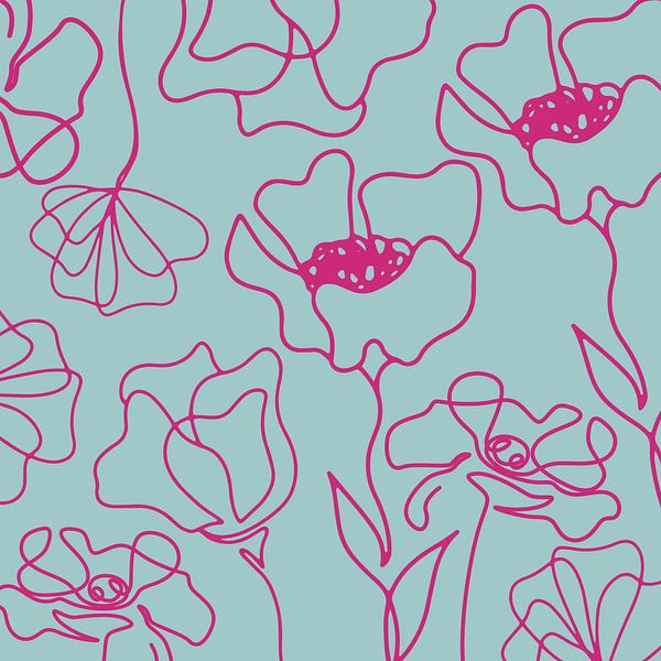 Scandinavian flower market light blue by Mad Dog Art