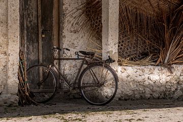 Achter gelaten oude fiets op Zanzibar van Erwin Floor