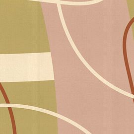 Modern abstract shapes and lines in pink, white, terra, gold II by Dina Dankers