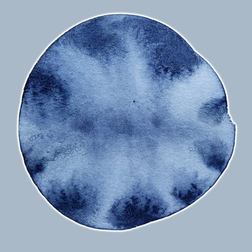 Soft Orb Aqua Mineral 971 - Minimalistische Aquarel in Koelblauw met Natuurlijke Textuur