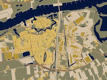 Carte de Zaltbommel dans le style de Gustav Klimt sur Maporia