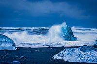 Sturm am Diamantstrand von Jökulsárlón
