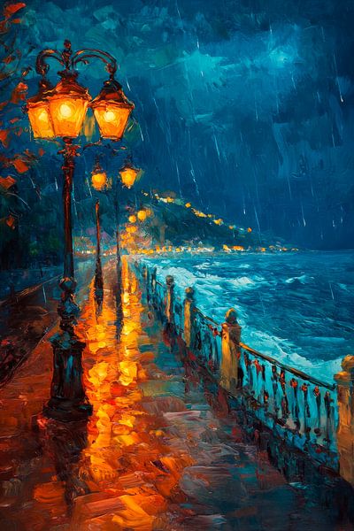 Regen am Meer von Poster Art Shop