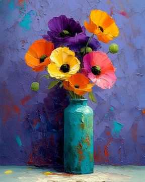 Freshly picked wild flowers in tall vase by Studio Ypie