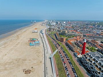 Aerial view of Scheveningen with the lighthouse on the North Sea in the Netherlands by Eye on You