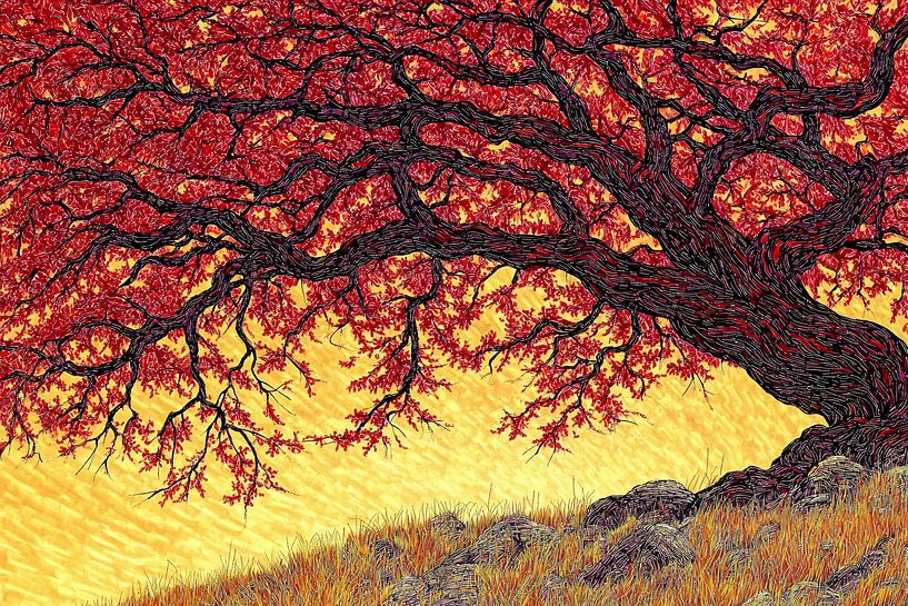 Tree in warm autumn colours by Art & Soul Creations