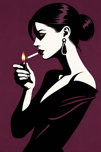 Zwart modeportret met sigaret – poster