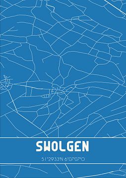 Blauwdruk | Landkaart | Swolgen (Limburg) van MijnStadsPoster