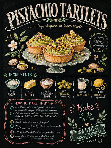 Tartelettes à la pistache – Recette française vintage