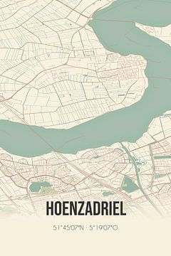 Alte Karte von Hoenzadriel (Gelderland) von Rezona