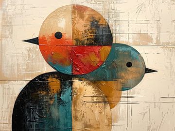 Vogeltjes Design | Vrolijk van Abstract Schilderij