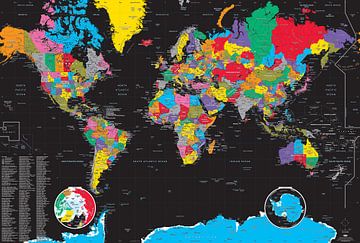 COLOR & BLACK atmosferische wereldkaart (bijgewerkt 2025) van MAPOM by Geoatlas