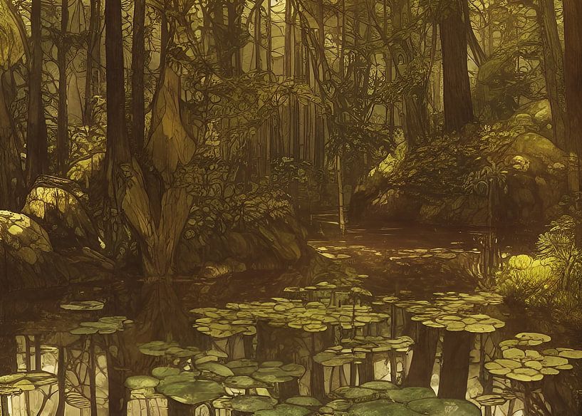 Pond in the forest by Nop Briex