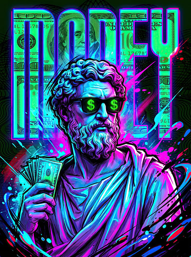 Neon Greek Statue Money Art