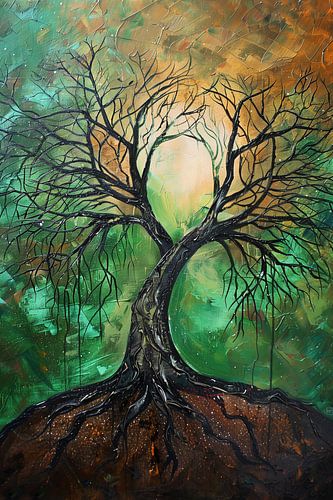 Boom in de balans van licht en schaduw