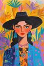 Gouache fashion portrait Mexican by Kunstkabinet thumbnail
