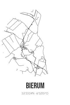 Bierum (Groningen) | Landkaart | Zwart-wit van Rezona