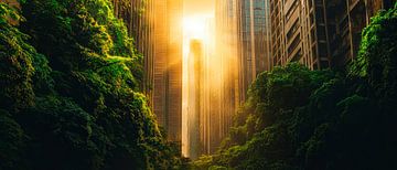 Stadtliche Oase im Sonnenlicht von Poster Art Shop