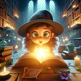 Mysterieuze bibliotheek verlicht met magische kennis van artefacti