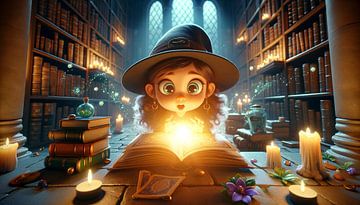 Mysterieuze bibliotheek verlicht met magische kennis van artefacti