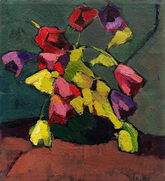 Hermann Stenner - Tulipes dans un vase vert (1912) sur Peter Balan