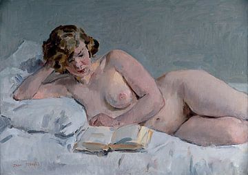 Reading Nude | Nude model on bed | Nude painting | Isaac Israels