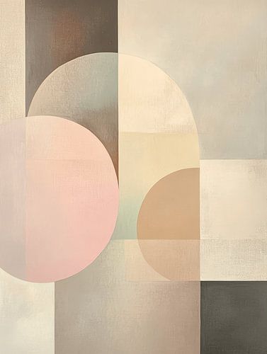Geomatrische vormen in zachte kleuren van Japandi Art Studio