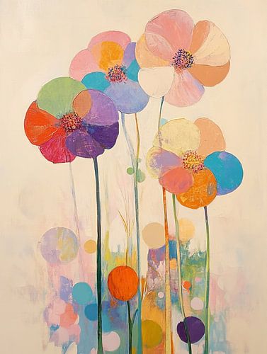 Blumenmalerei | Stilisierte Blumen Leinwand