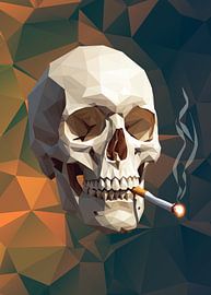 Skull of a Skeleton with Burning Cigarette