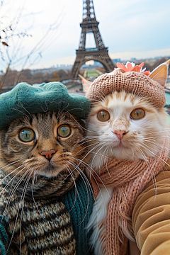 Katzenblick auf den Eiffelturm: Lustige Katzen von Felix Brönnimann