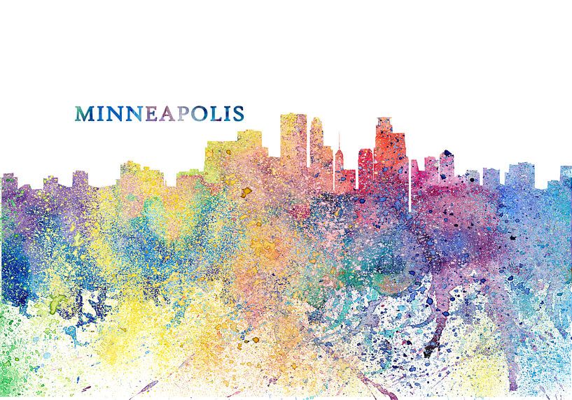 Minneapolis Minnesota Skyline Silhouette Impressionistisch von Markus Bleichner