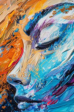 Abstract face in bright colours by artefacti