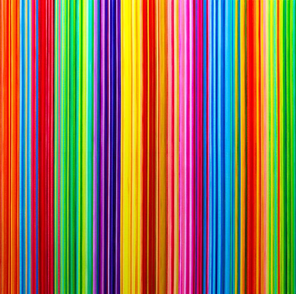 Pop of Color - Gemälde mit vielen vertikalen Streifen von Anja Namink - Gemälde