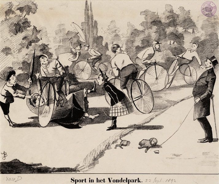 Amsterdam, Le sport dans le Vondelpark, Johan Braakensiek, 1892 par Atelier Liesjes