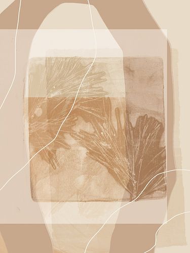 Modern abstract botanical wall art in beige, soft nudes and clay by Dina Dankers