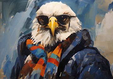 Portrait d'aigle moderne - Aigle avec lunettes de soleil sur Art Merveilleux