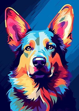 Chien Animal Pop Art Color Style sur Qreative