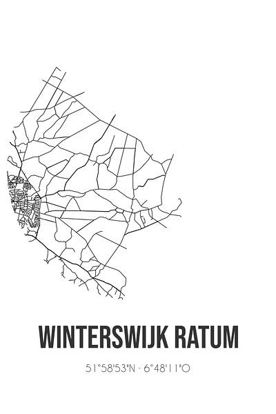 Winterswijk Ratum (Gelderland) | Map | Black and White by Prints of Place
