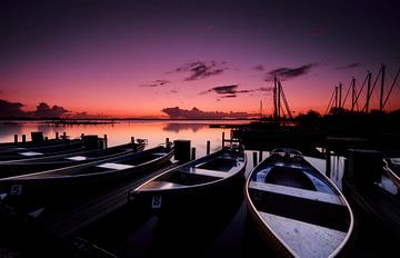 Boats at dawn by Jef Folkerts