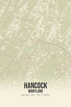 Vintage landkaart van Hancock (Maryland), USA. van Rezona