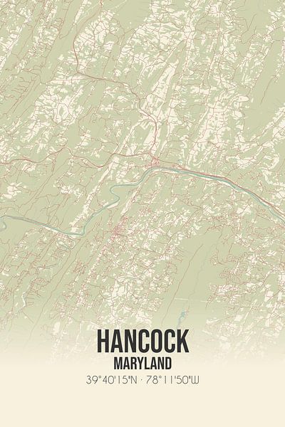 Carte ancienne de Hancock (Maryland), USA. par Affiches de lieux