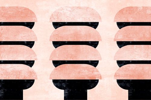 Moderne Abstracte Japandi Zen Pagode in pastelkleuren