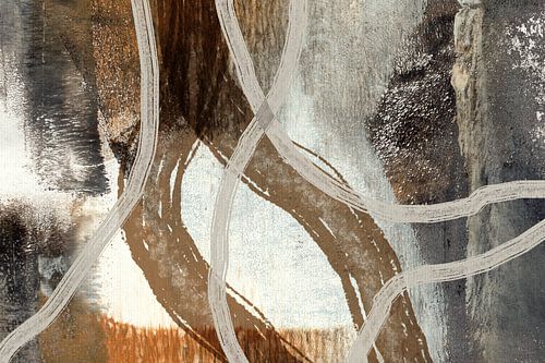 Japandi. Minimalistisch schilderij met organische lijnen